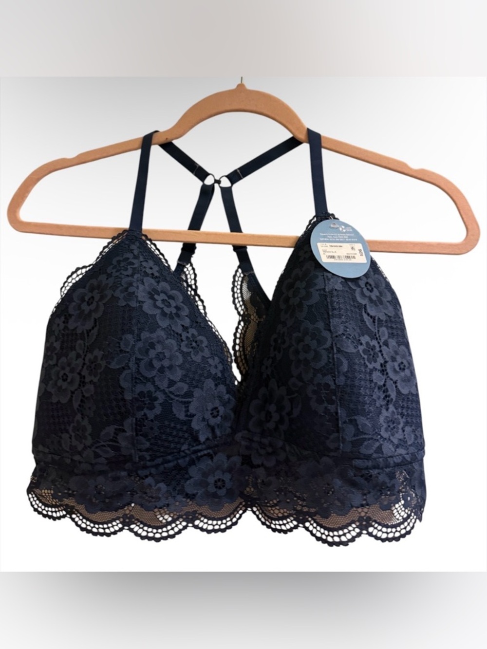 Arizona Jean Company Navy Floral Lace Halter Bralette
